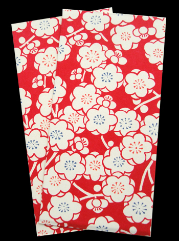 京都 友禅和紙 ポチ袋（大） 梅花 赤 ２枚入り 表紙