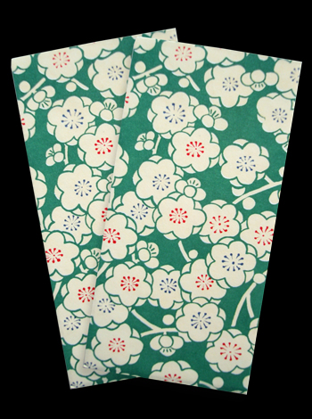 京都 友禅和紙 ポチ袋（大） 梅花 緑 ２枚入り 表紙
