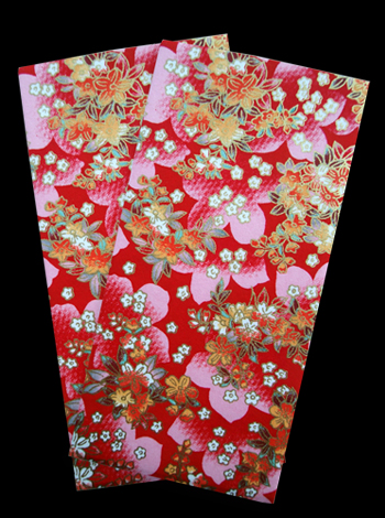 京都 友禅和紙 ポチ袋（大） 花集い 赤 ２枚入り 表紙