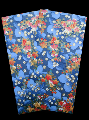 京都 友禅和紙 ポチ袋（大） 花集い 青 ２枚入り 表紙